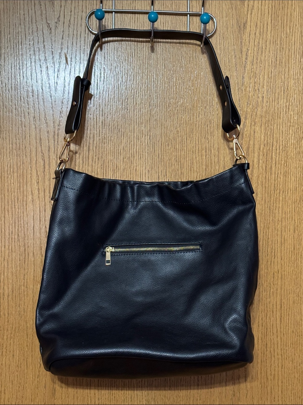 Antik Kraft Black Shoulder Bag with Gold Hardware
